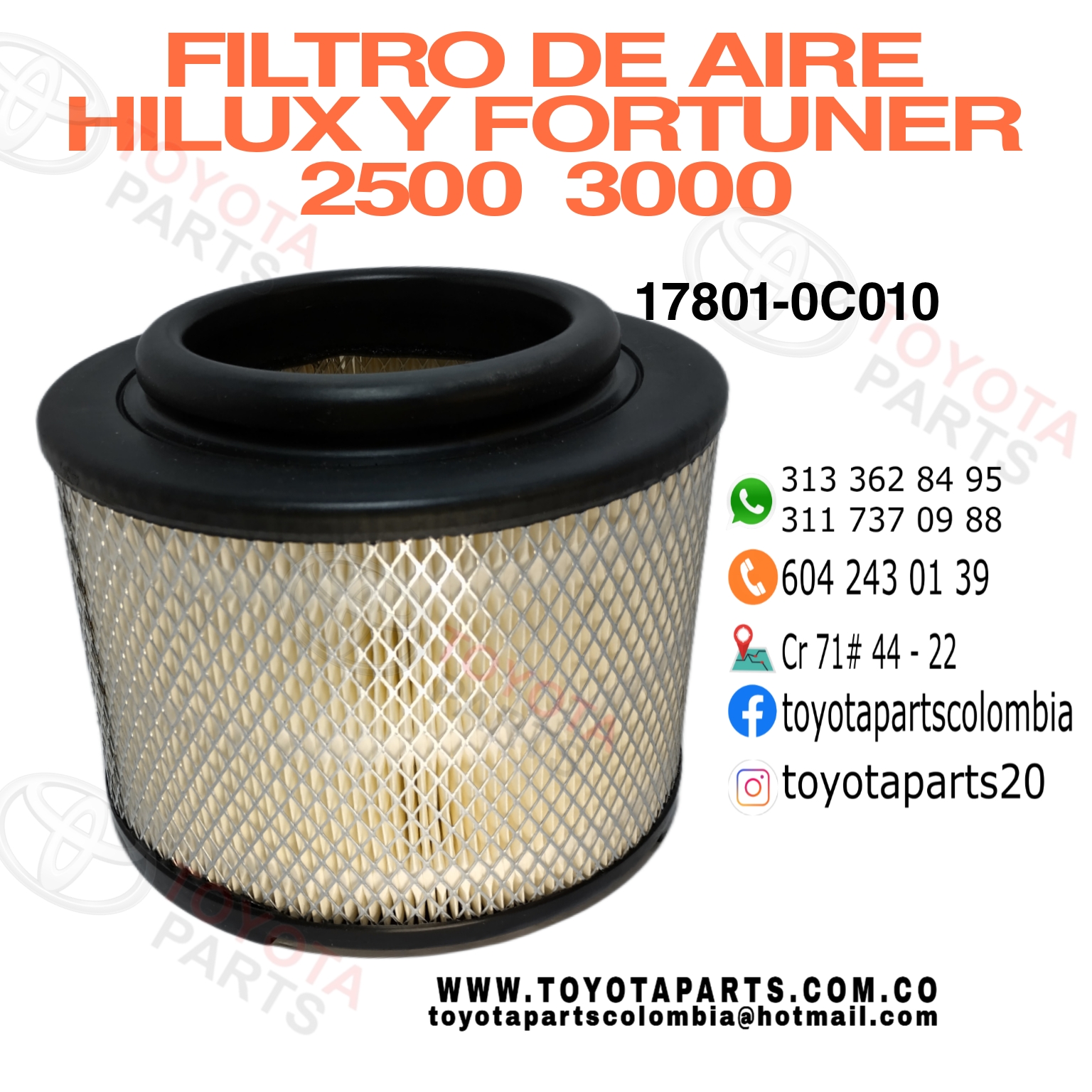 FILTRO DE AIRE HILUX Y FORTUNER 2500 3000 - Imagen 2
