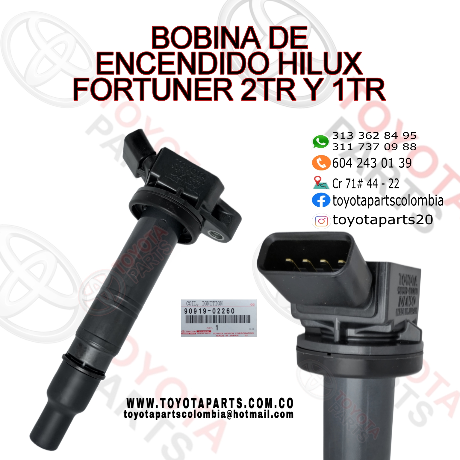 BOBINA DE ENCENDIDO HIILUX, FORTUNER 2TR Y 1KD