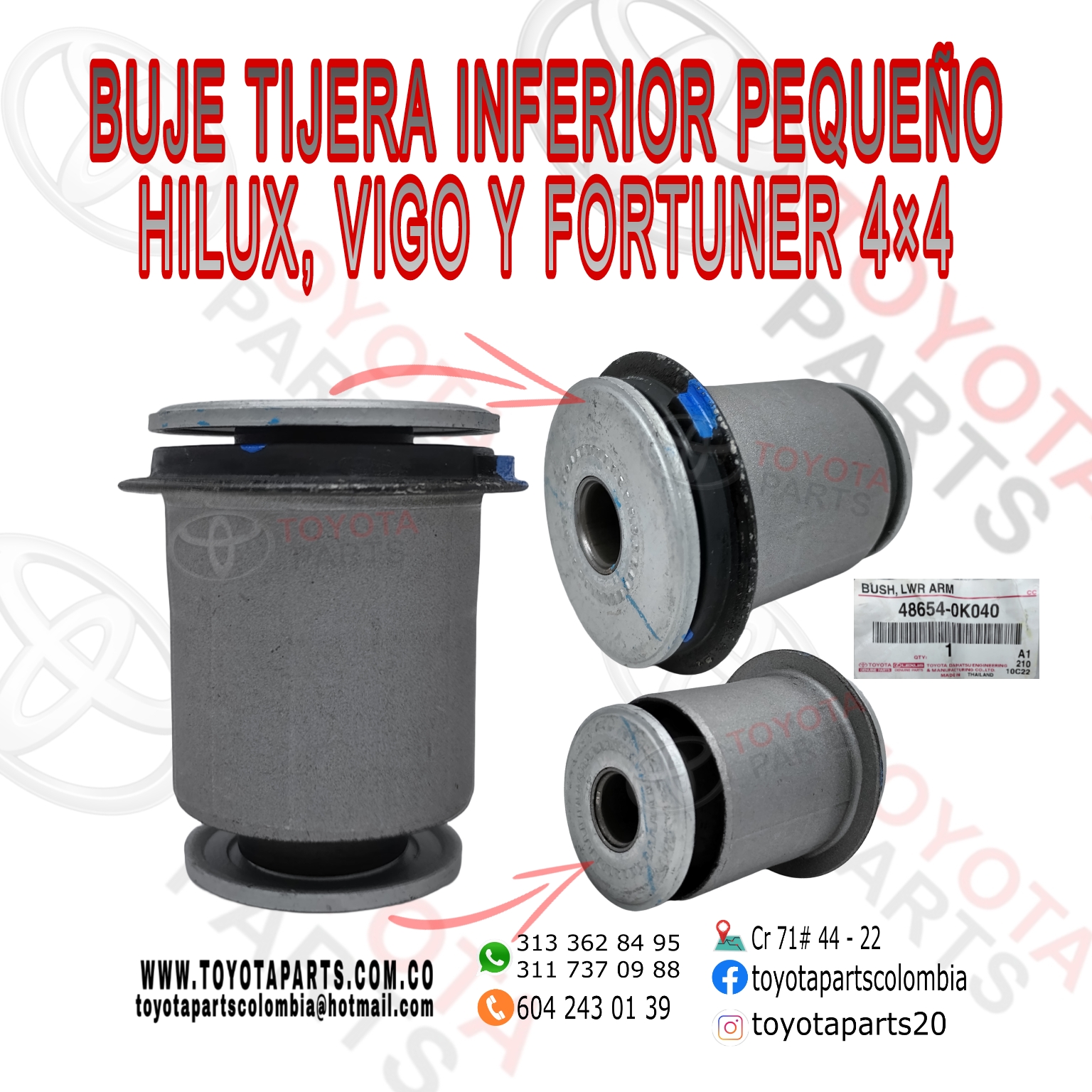 BUJE TIJERA INFERIOR PEQUEÑO HILUX, VIGO Y FORTUNER